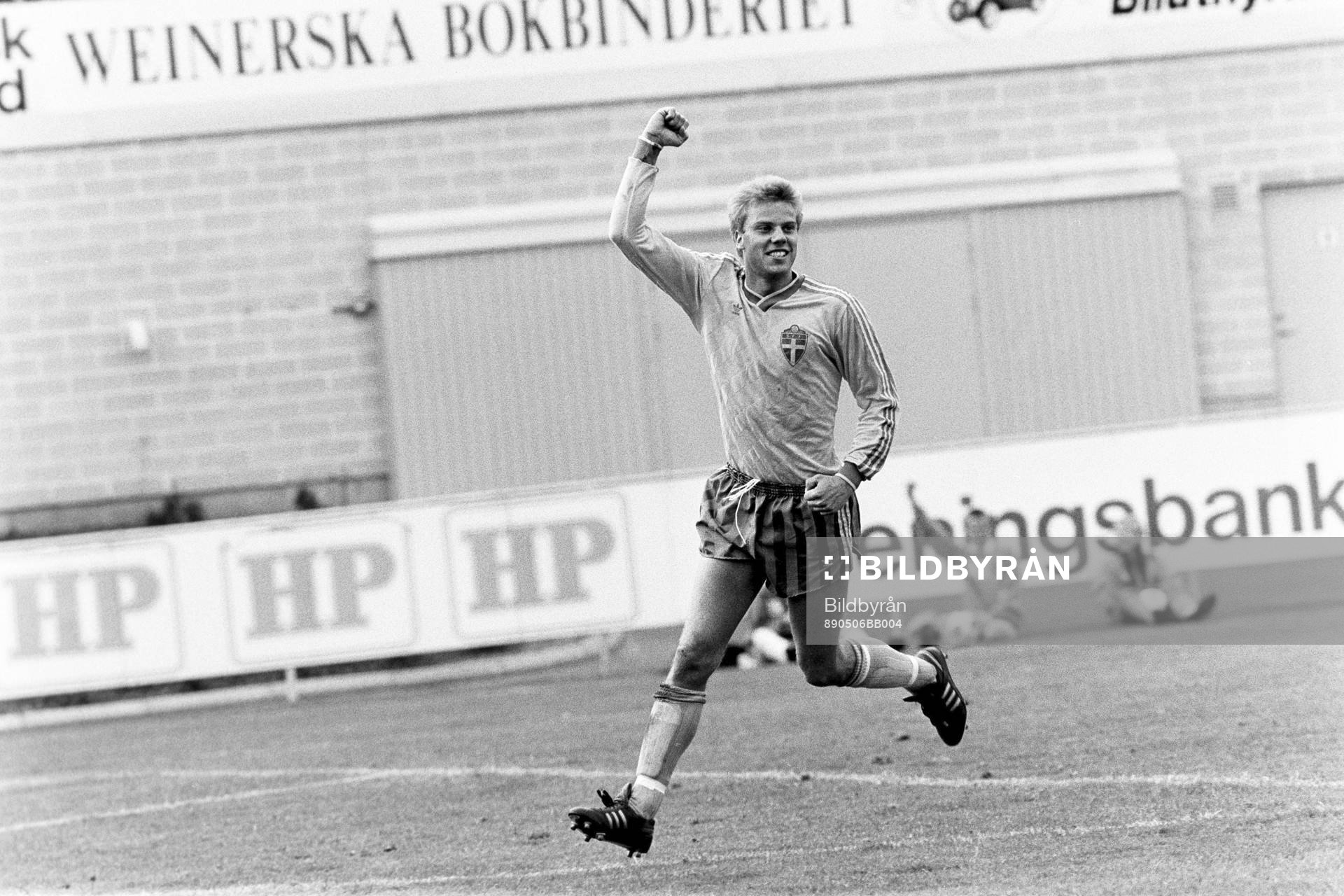 Fotboll, U21, EM-Kval, Sverige - Polen, 4-0: Hans Eklund, Sverige jublar efter mål.