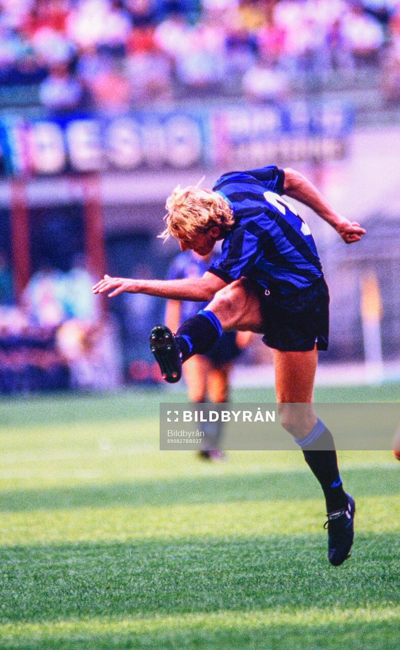 Andreas Brehme of Inter shoots