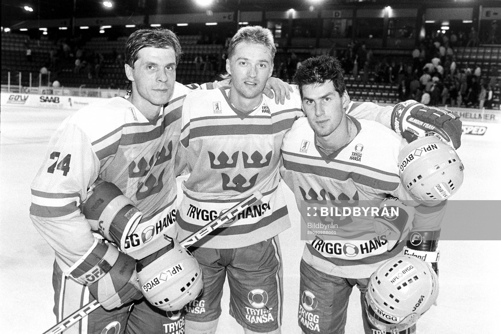 Sveriges målskyttar Anders Carlsson, Kjell Dahlin och Jan