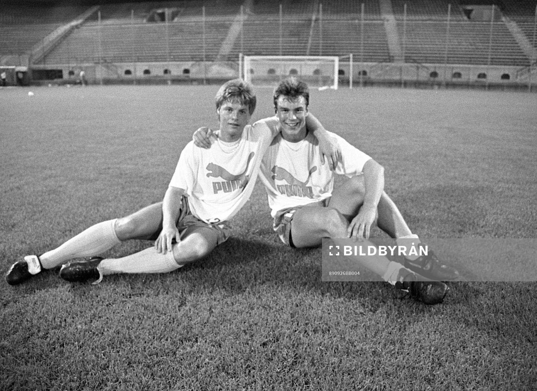 Stefan Schwarz och Patrik Andersson på träningen