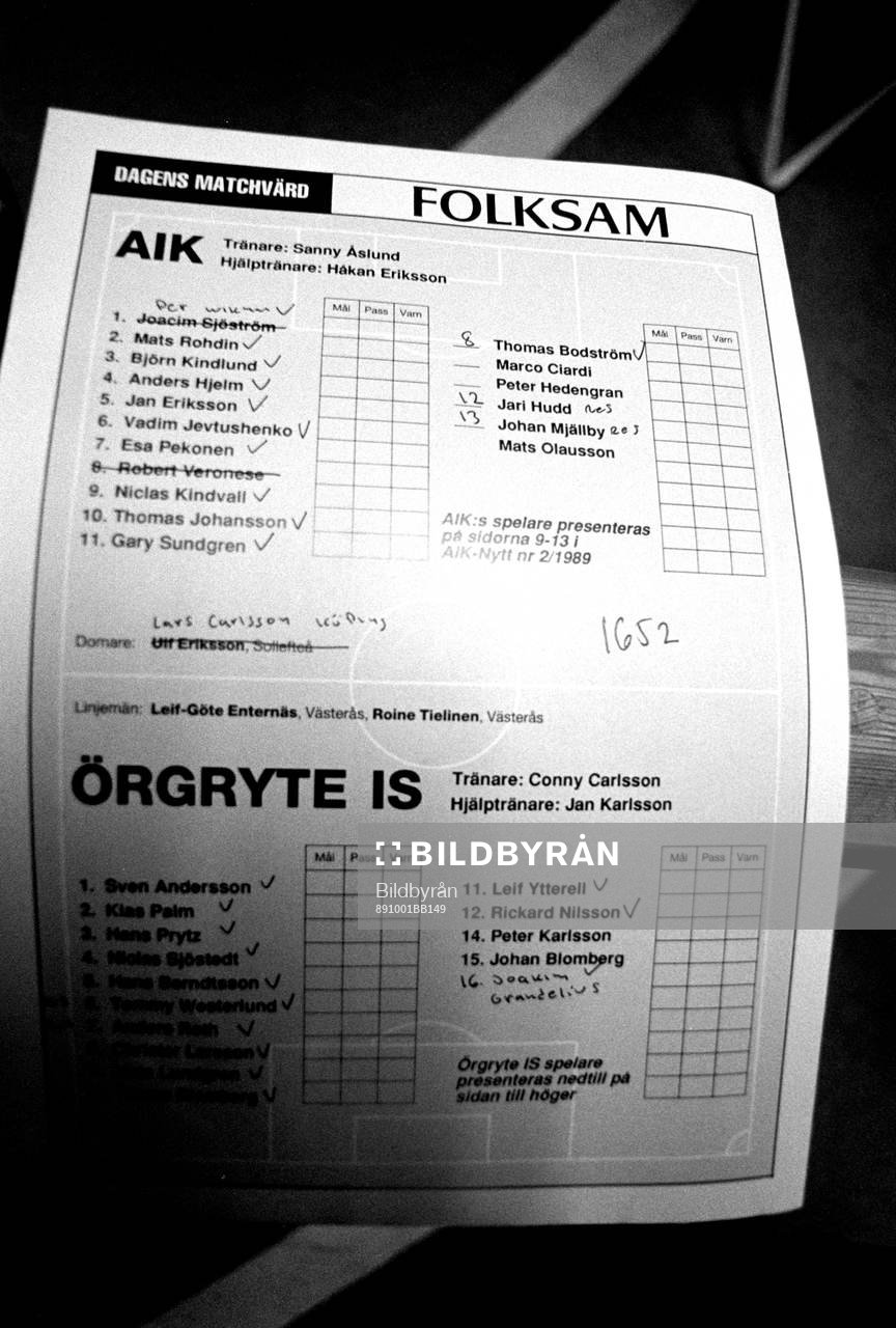 Matchprogram, laguppställning