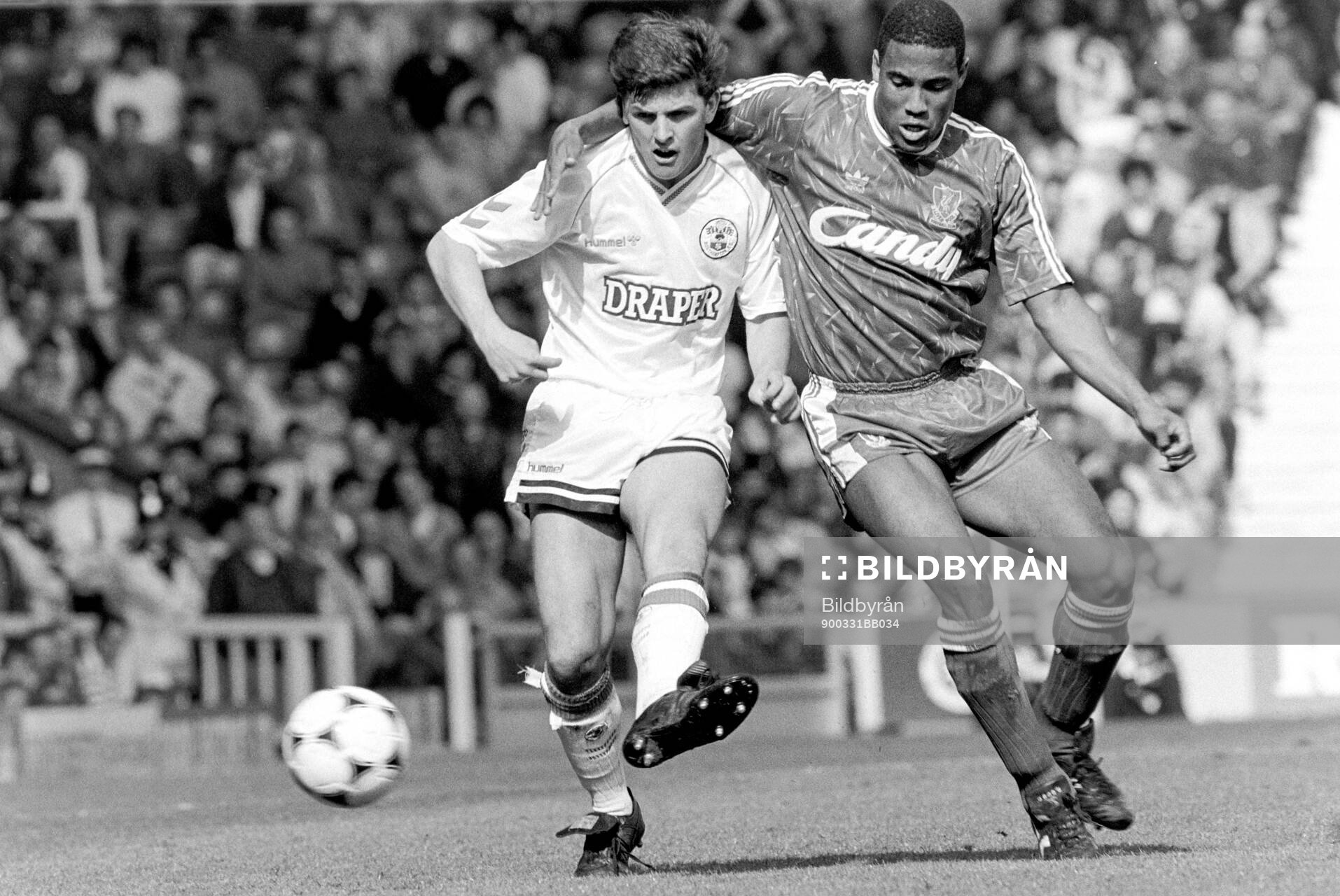 Football, England, Barclays League Division 1, Liverpool - Southampton: Liverpools John Barnes, Southamptons Jason Dodd.