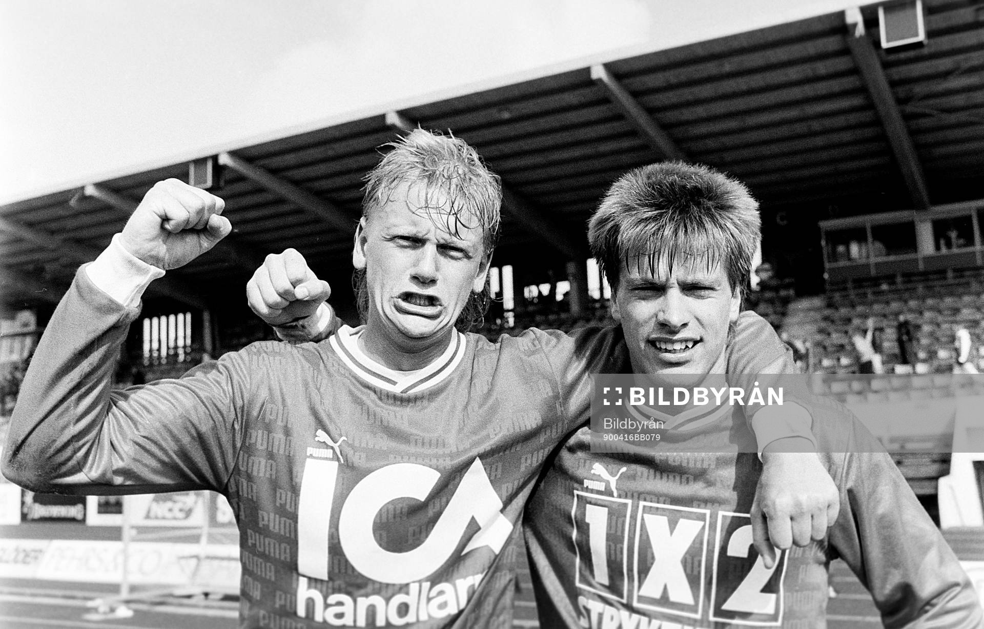 Fotboll, Allsvenskan, Öster - Hammarby, 5-2: Tvåmålsskyttarna Ulrik Jansson och Jan Jansson, Öster efter matchen.