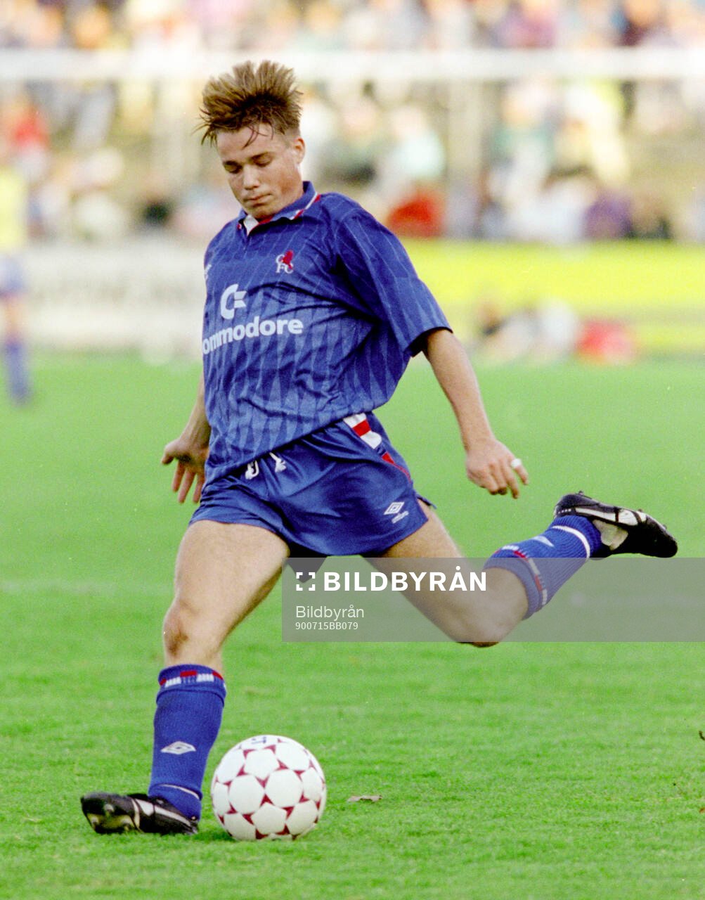 Football, Friendly Training Game 1990, Helsingborg - Chelsea: Chelseas Graeme Le Saux.