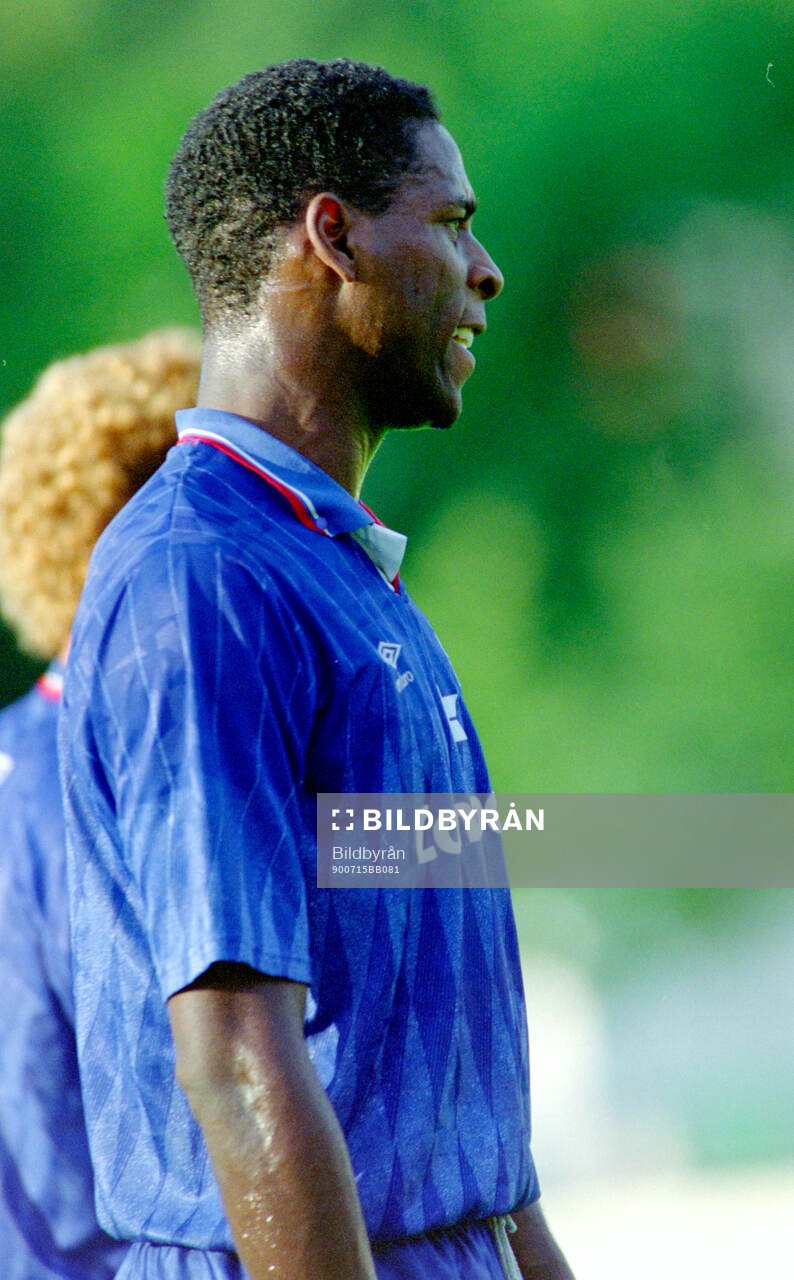 Football, Friendly Training Game 1990, Helsingborg - Chelsea: Chelseas Kenneth Monkou.