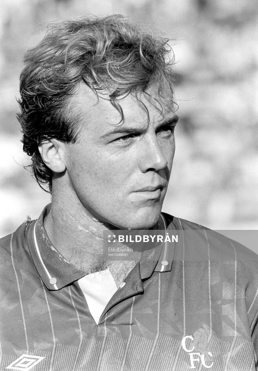 Football, Friendly Training Game 1990, Helsingborg - Chelsea: Chelseas Kerry Dixon.
