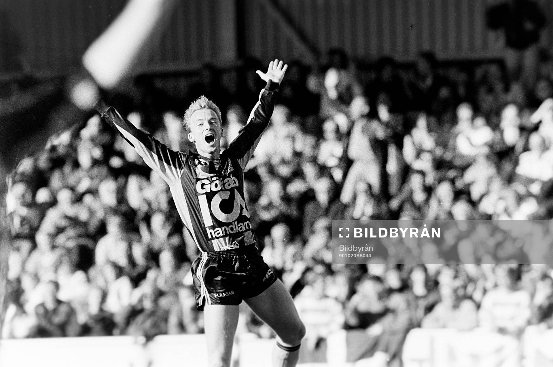 Fotboll, Kval till Allsvenskan, Häcken - GIF Sundsvall: Jubel i Häcken efter mål.