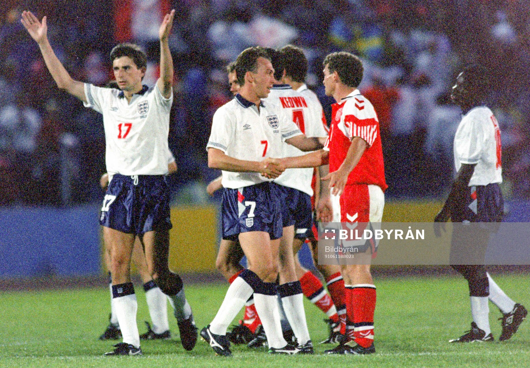 Players greet each other