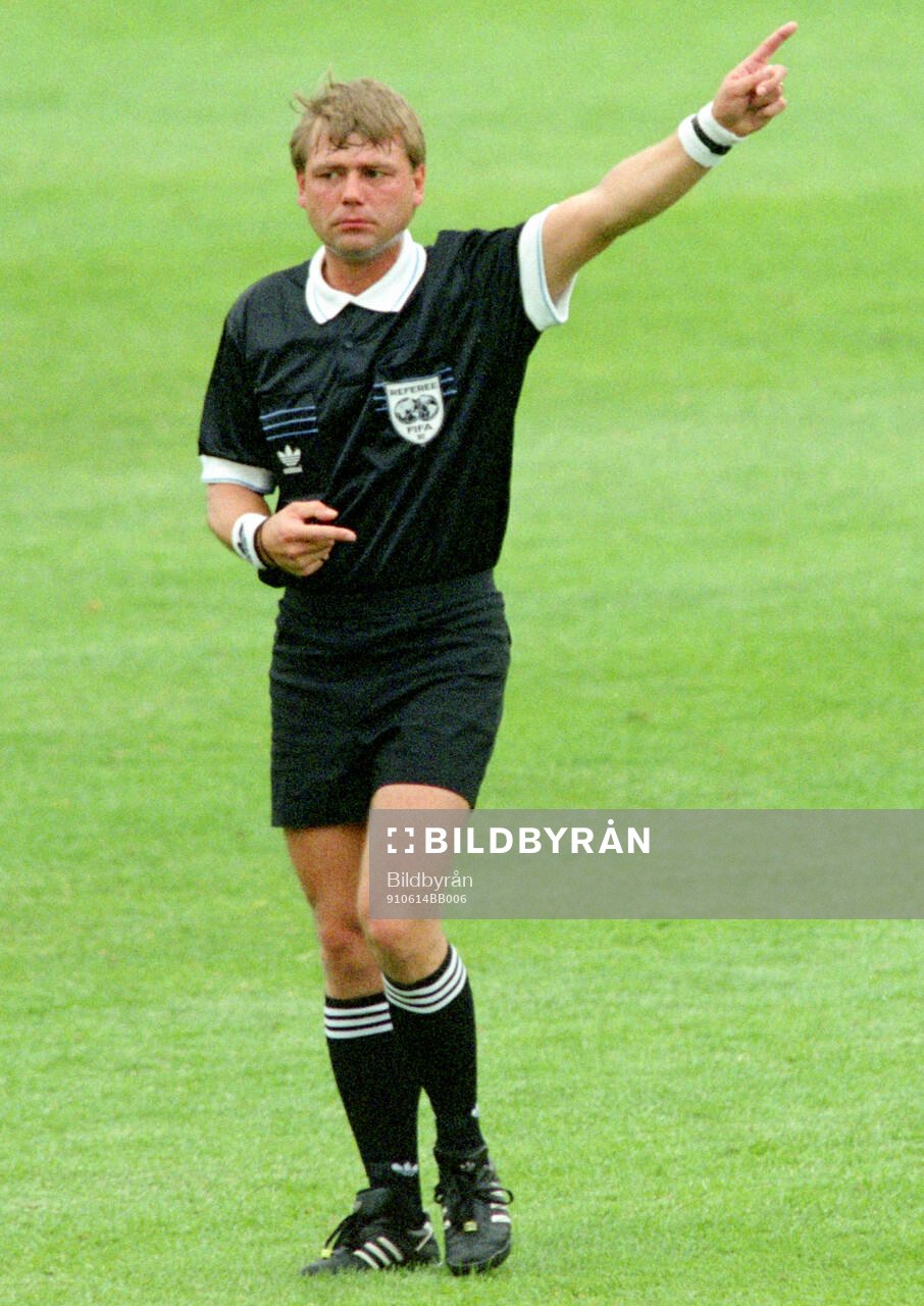 Referee Sandor Puhl of Hungary