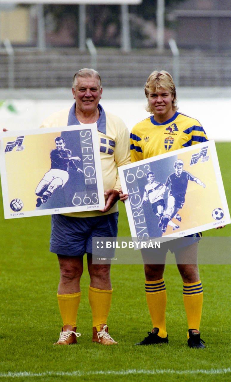Gunnar Nordahl och Tomas Brolin, Sverige. Frimärken