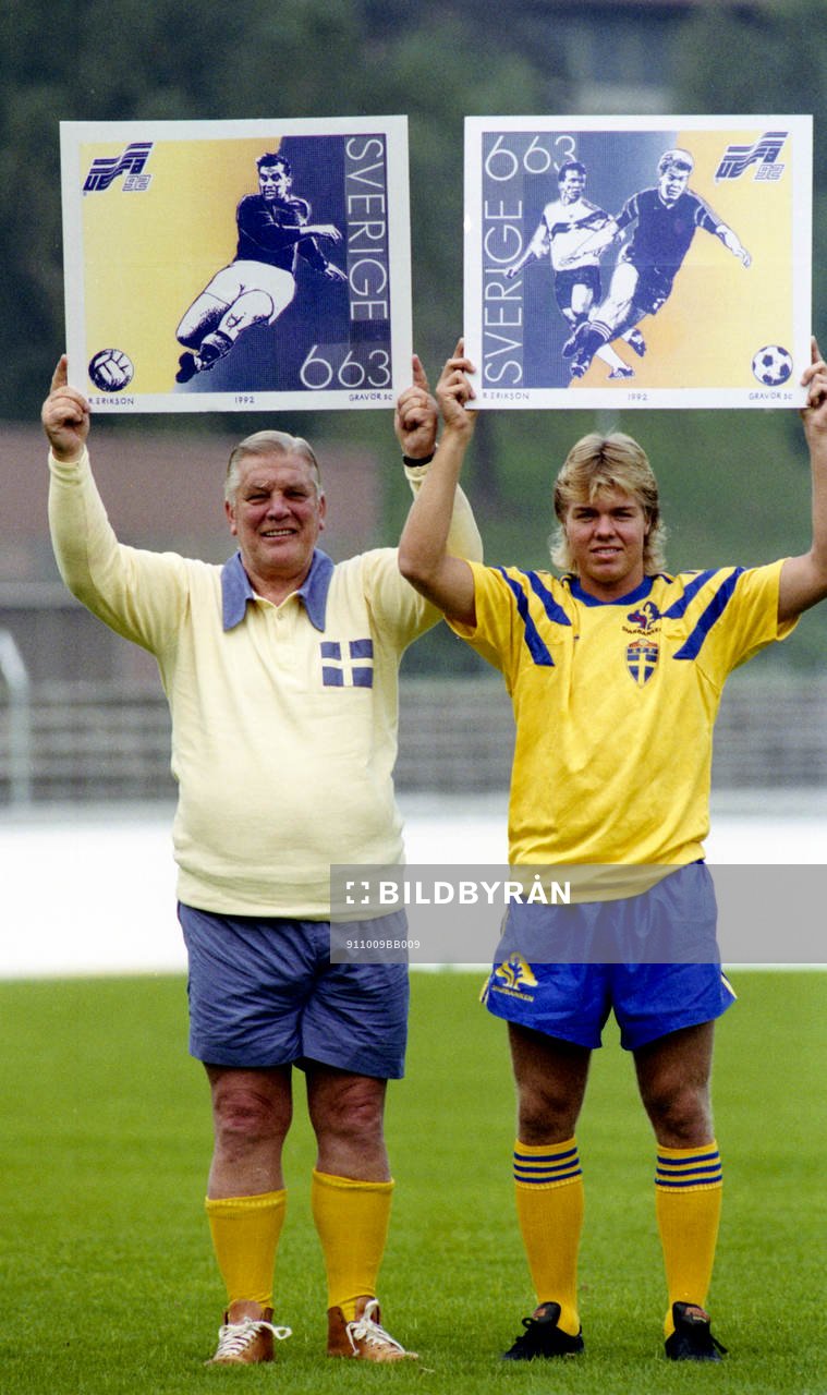 Gunnar Nordahl och Tomas Brolin, Sverige. Frimärken