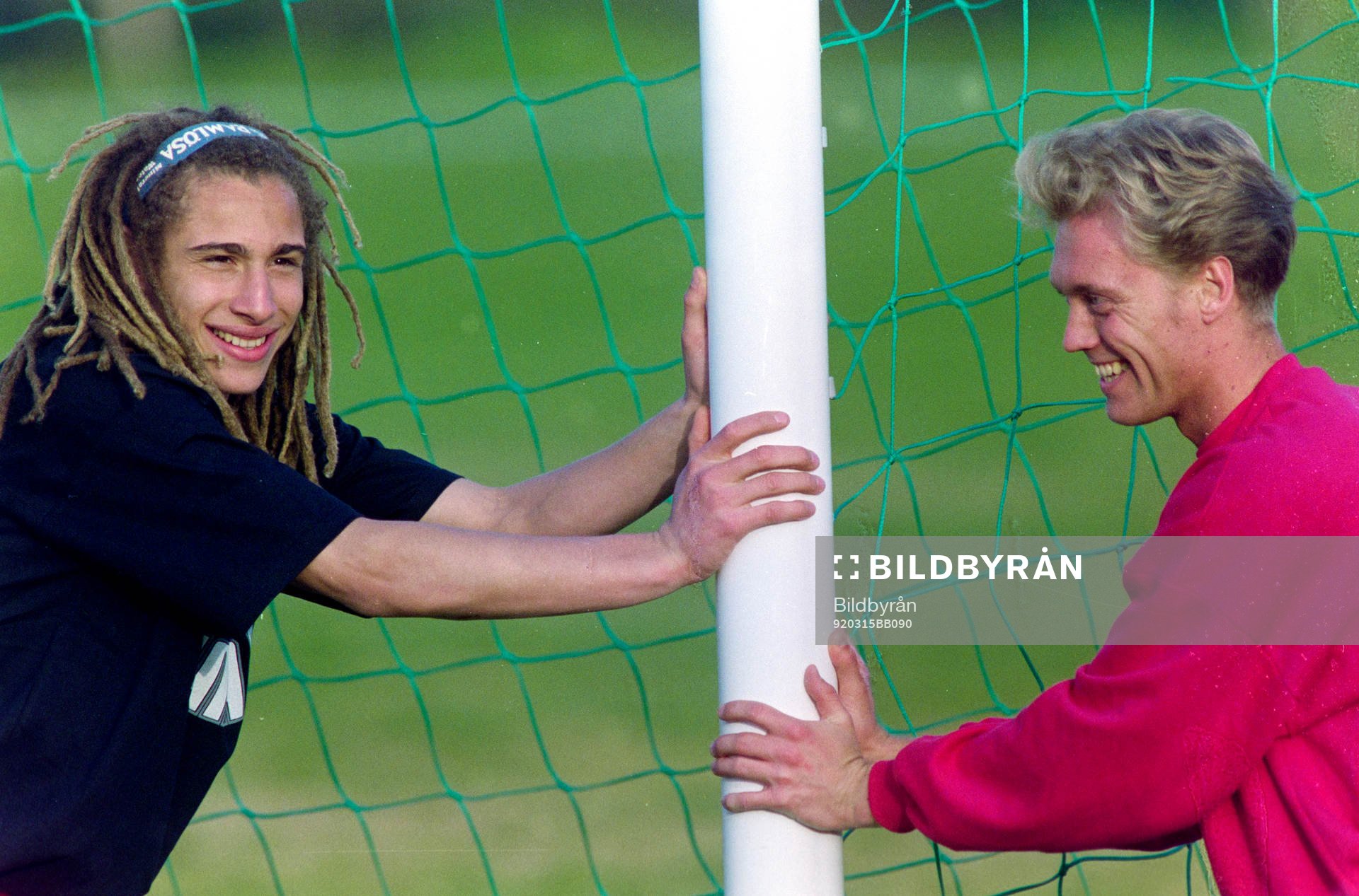  Henrik Larsson och Björn Lilius under en träning.