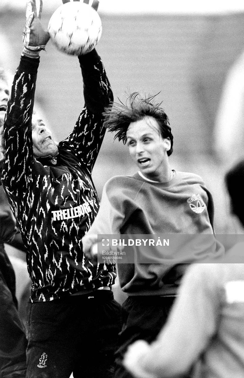 Jan Möller, målvakt i Trelleborg och Christian Öhrn,