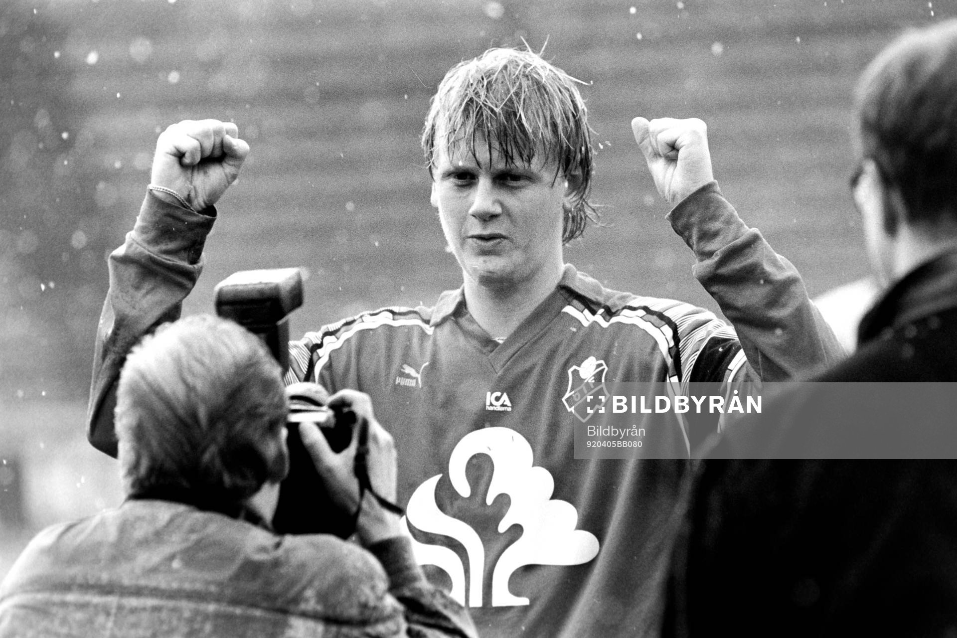 Fotboll, Allsvenskan, Öster - IFK Norrköping, 1-0: Östers målskytt Ulrik Jansson jublar efter segern.