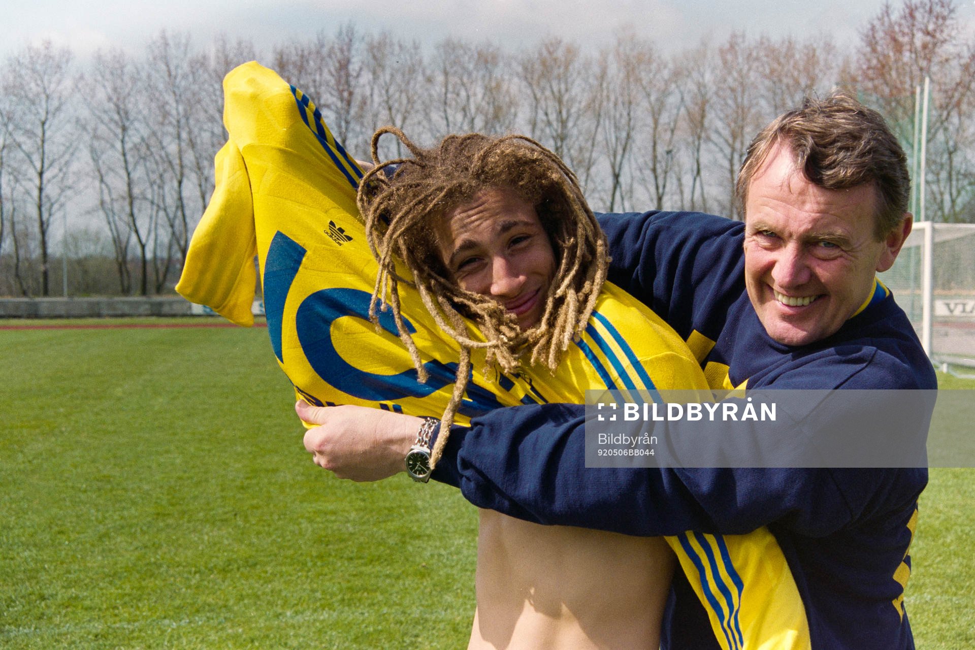 Henrik Larsson och Nils Andersson, förbundskapten, Sverige