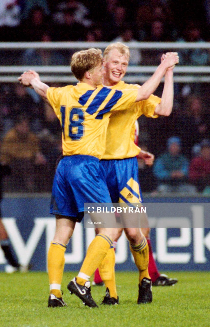 Jubel, Glädje. Stefan Pettersson och Klas Ingesson, Sverige