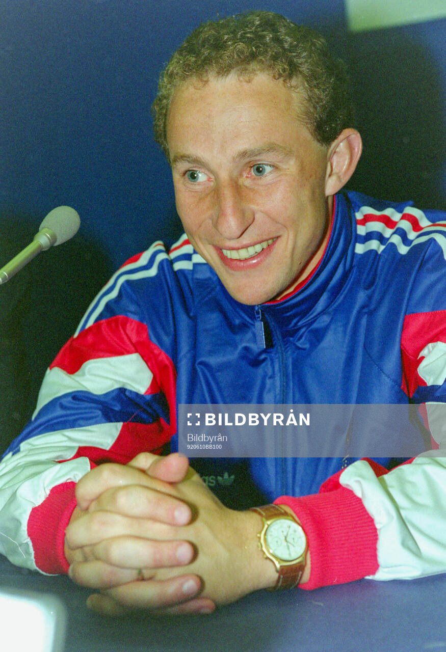 French goalscorer Jean-PIerre Papin at the press conference