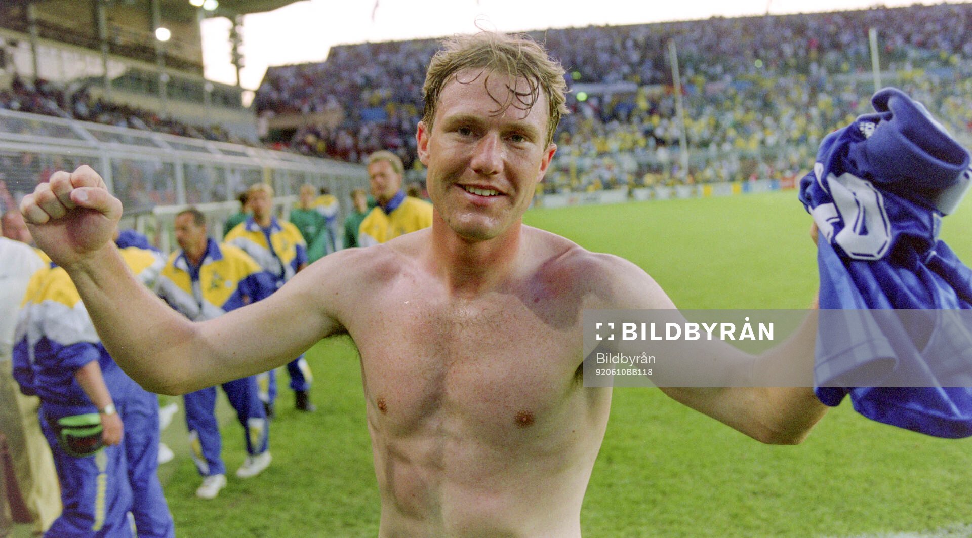 Swedens goalscorer Jan Eriksson