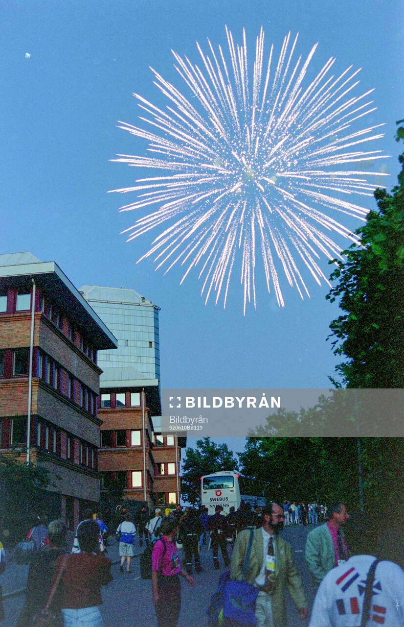 Fireworks over Rasunda stadium
