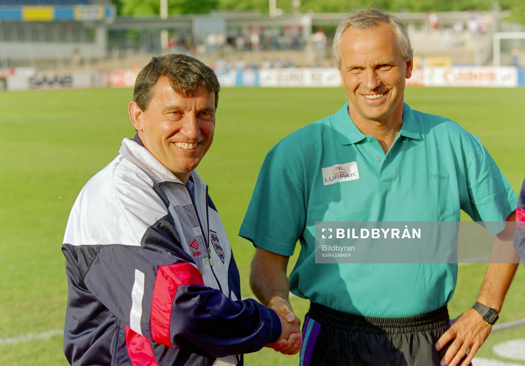 England manager Graham Taylor greets Denmarks manager