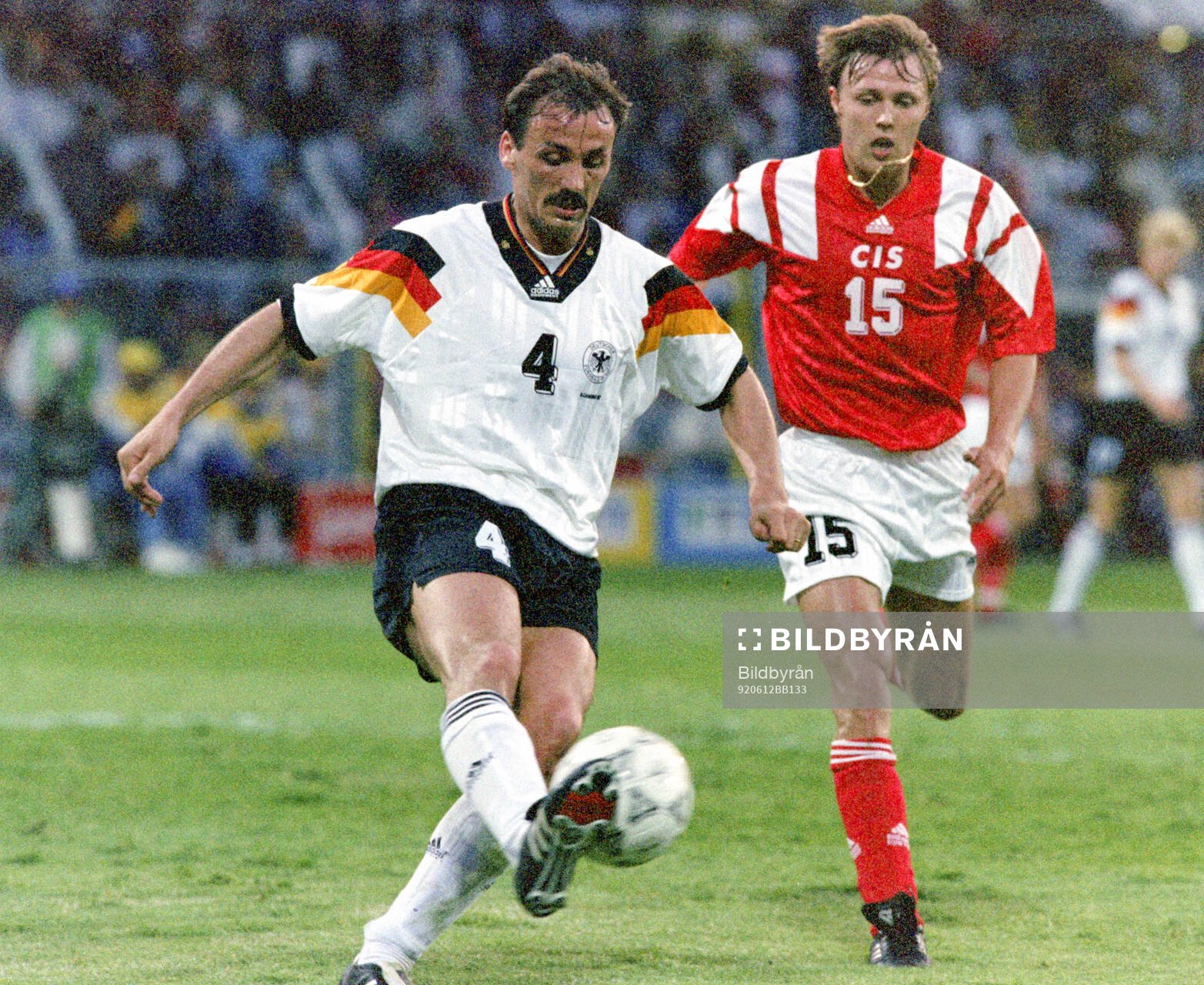 Germanys Jurgen Kohler against Igor Kolyvanov of CIS