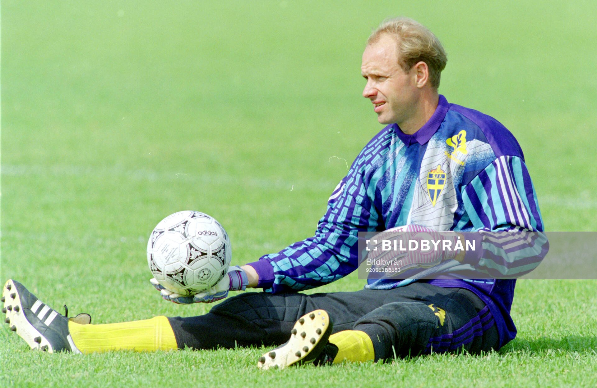 Swedens goalkeeper Thomas Ravelli at training camp in Gimo
