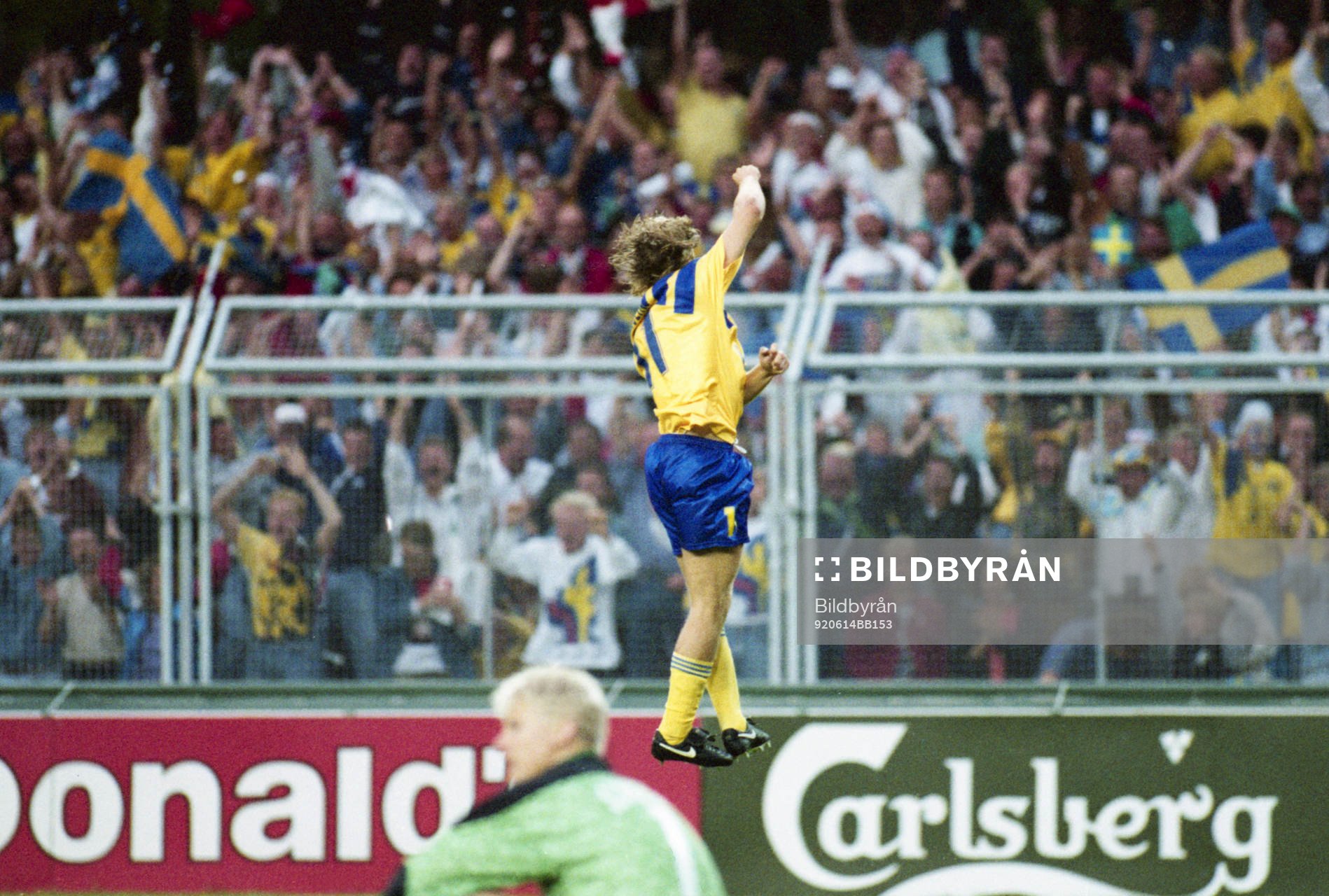 Tomas Brolin, Sverige, jubel, glädje, Peter Schmeichel,