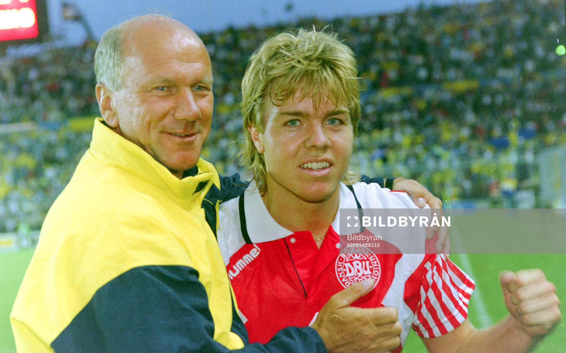 Swedish manager Tommy Svensson and goalscorer Tomas Brolin