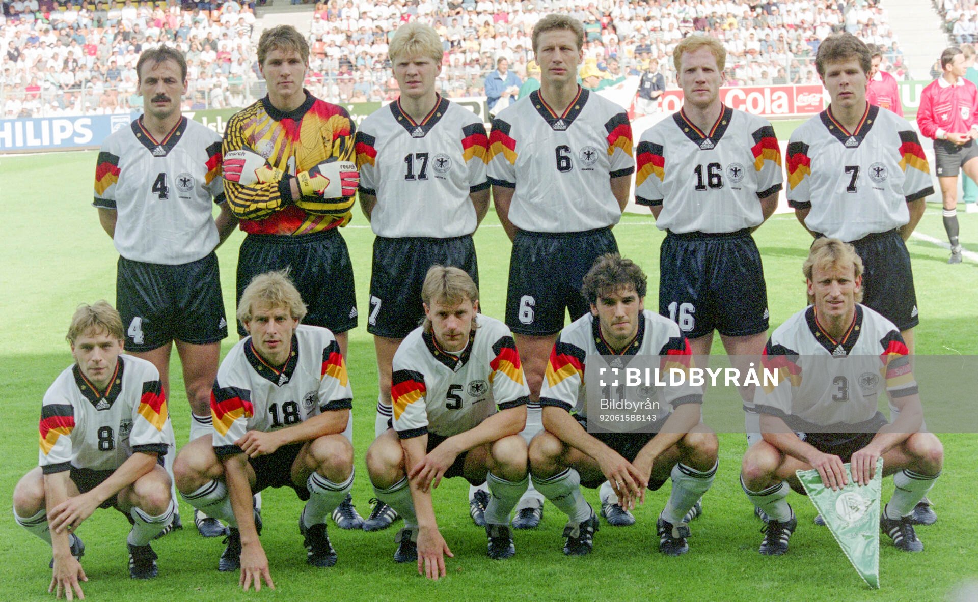 Germanys starting eleven, team group. Back row L-R: Jurgen