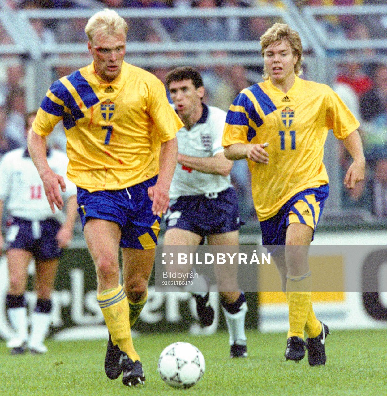 Swedens Klas Ingesson and Tomas Brolin