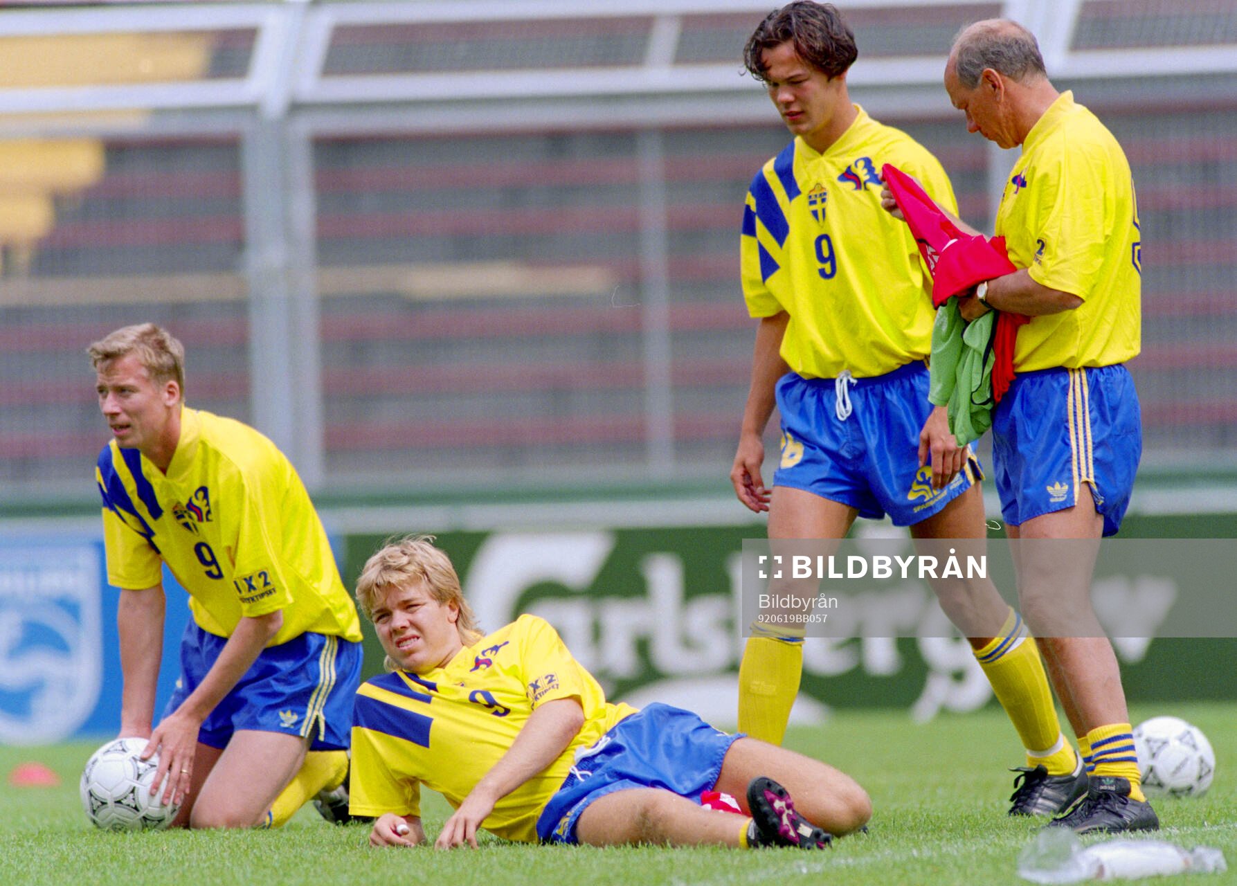 Swedens Johnny Ekstrom, Tomas Brolin, Joachim Bjorklund and