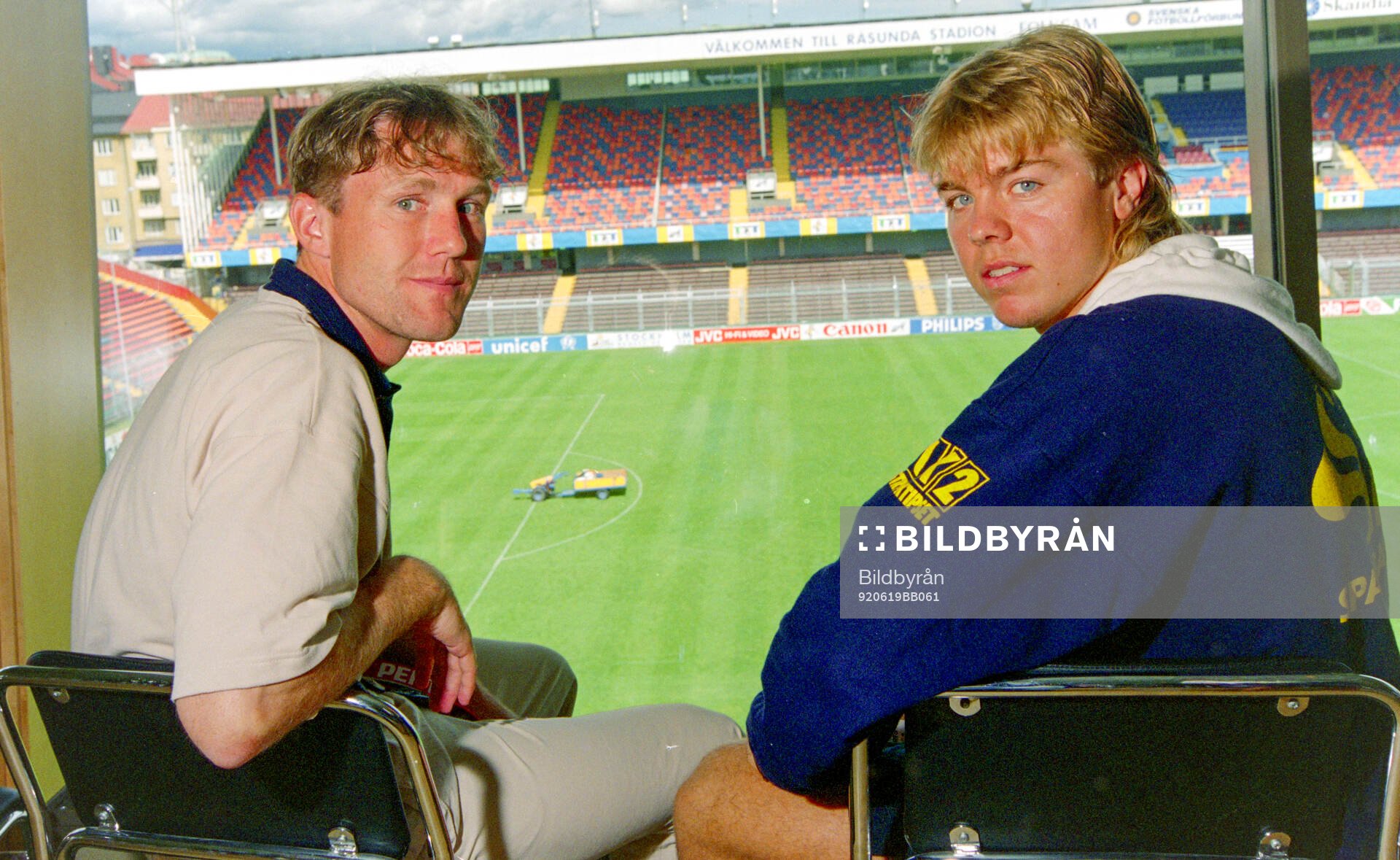 Swedens Jan Eriksson and Tomas Brolin