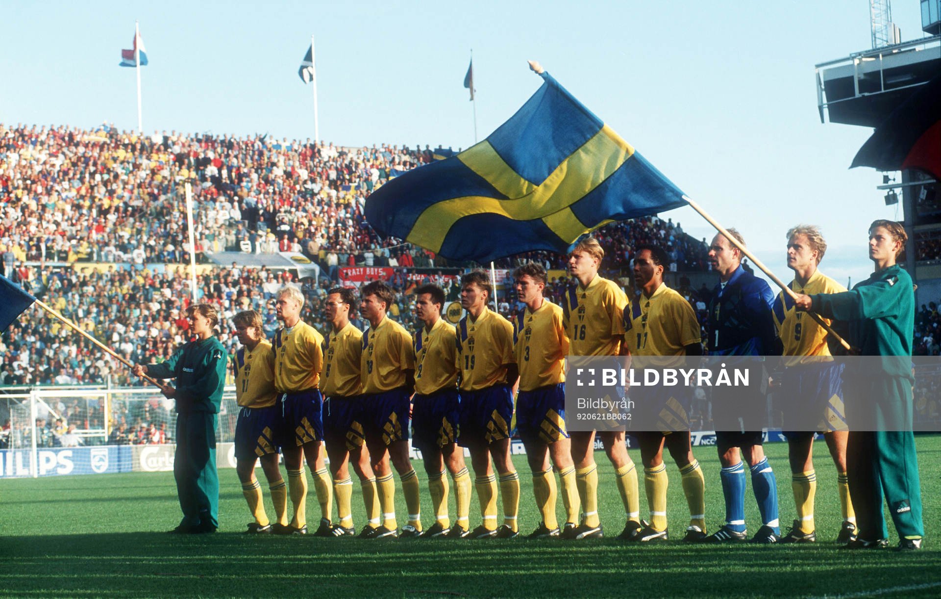 Sverige startelva fr. v Tomas Brolin, Klas Ingesson,