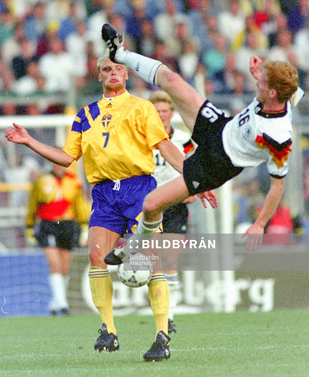 Matthias Sammer of Germany against Klas Ingesson of Sweden