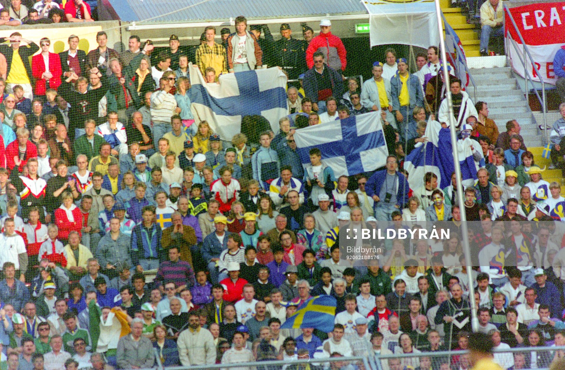 Finnish national flags in the stands
