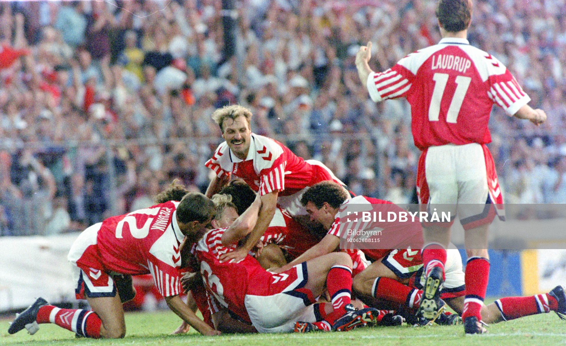 Denmarks players celebrates