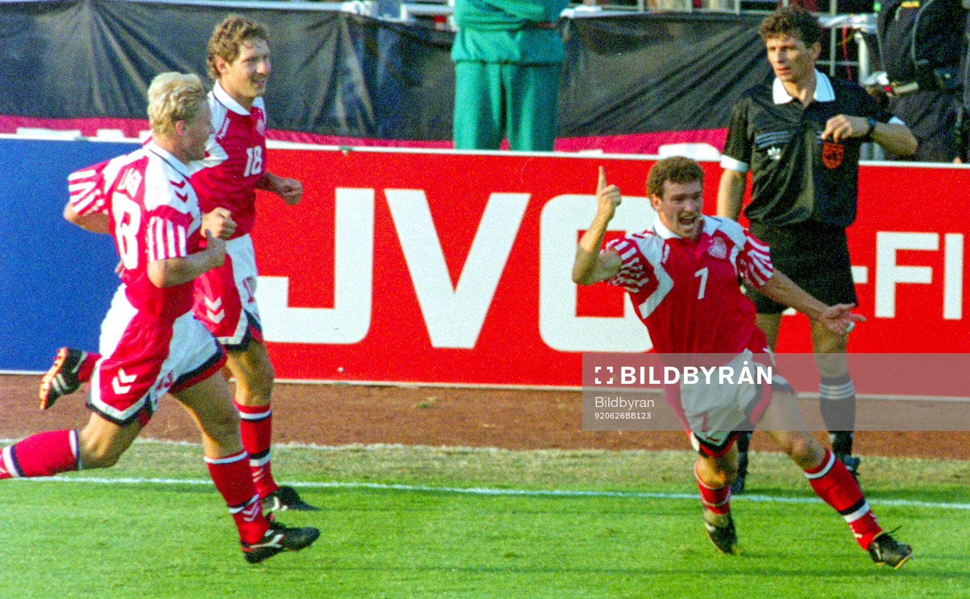 Denmarks John Jensen celebrates