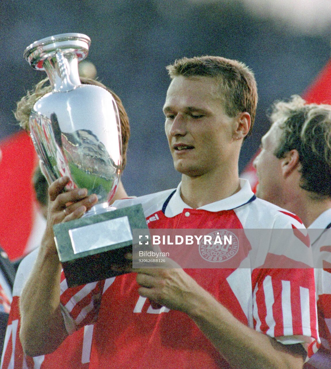 Denmarks Torben Piechnik celebrates with the trophy