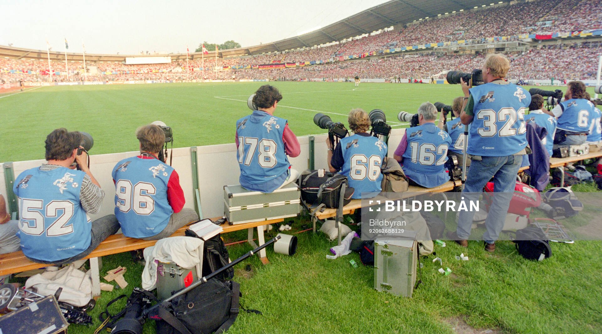 Press photographers at Ullevi Stadium in Gothenburg