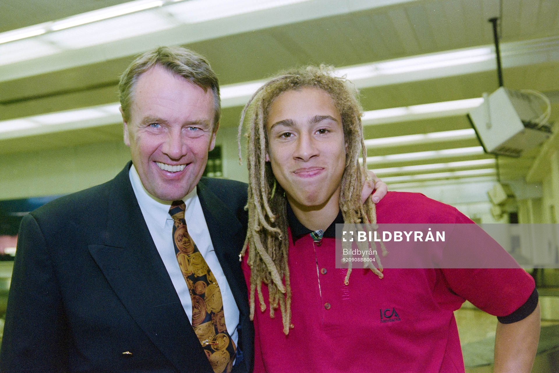 Nisse Andersson, förbundskapten och Henrik Larsson, Sverige