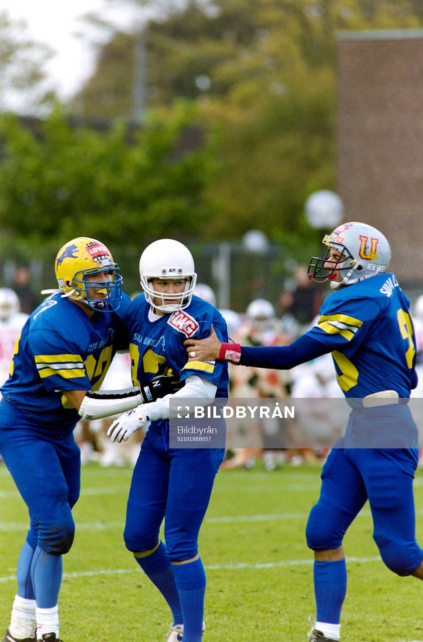 Amerikansk Fotboll, EM-Kval, Sverige - Nederländerna, 30-12: Jubel i Sverige.