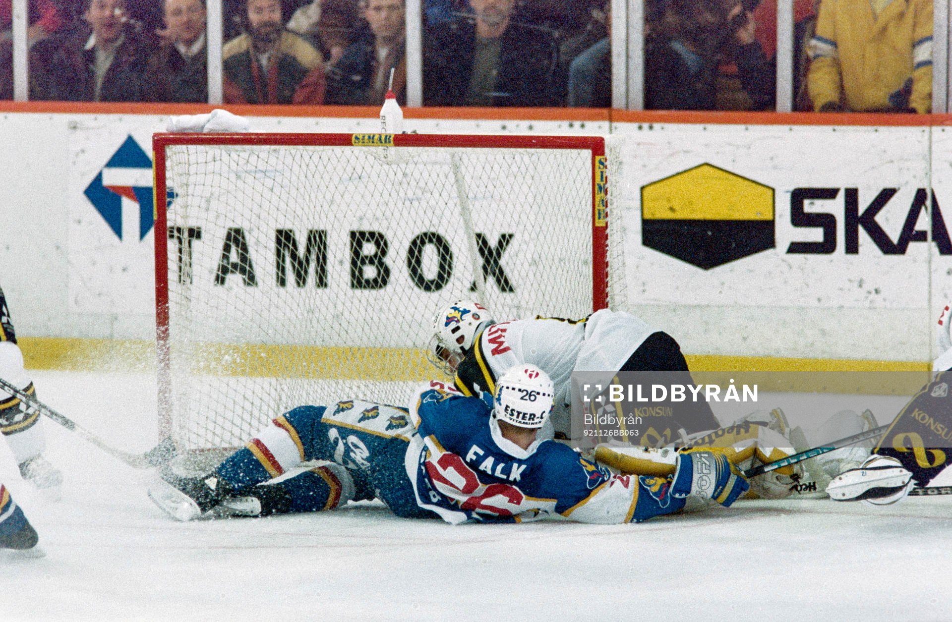 Stefan Falk, HV71 och Rolf Ridderwall, målvakt i AIK