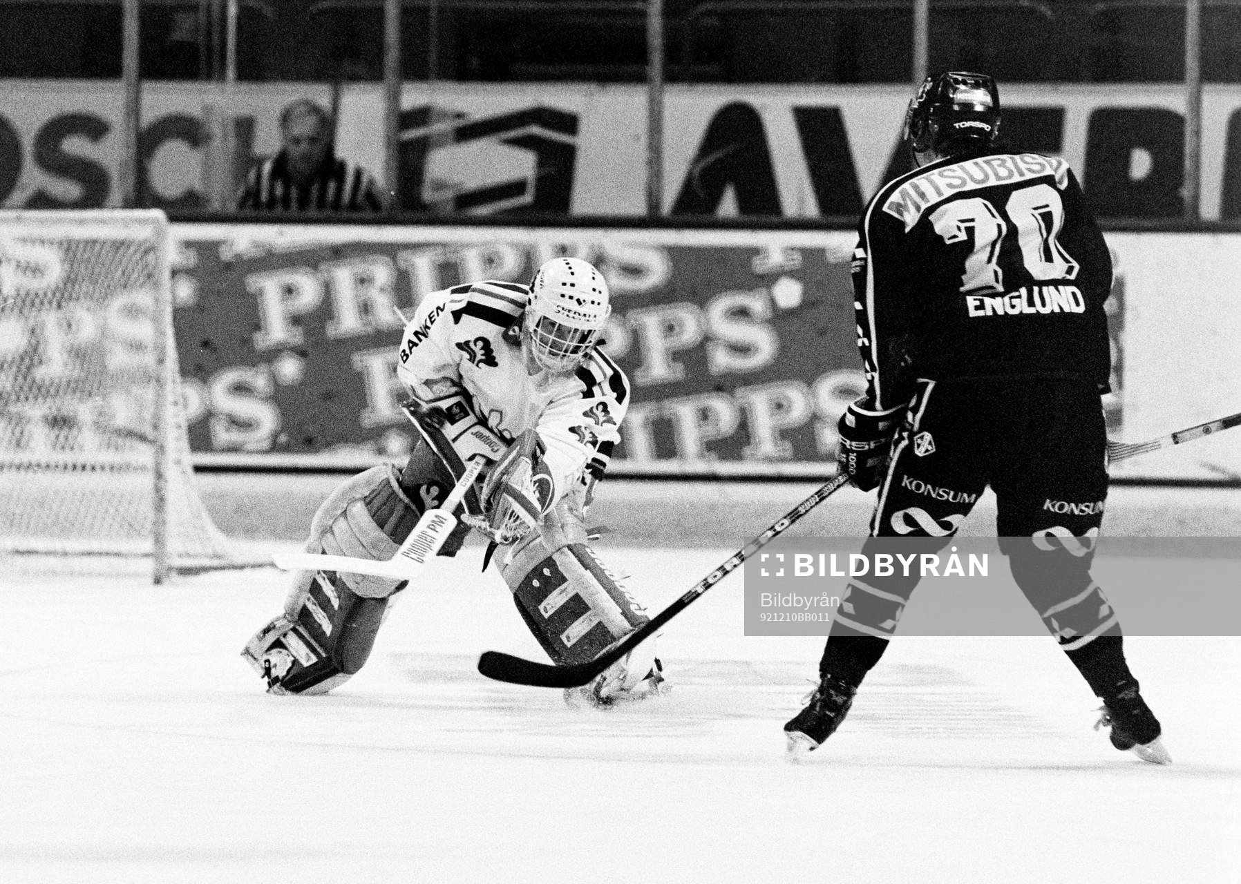 Roger Nordström, målvakt i Malmö och Patric Englund, AIK