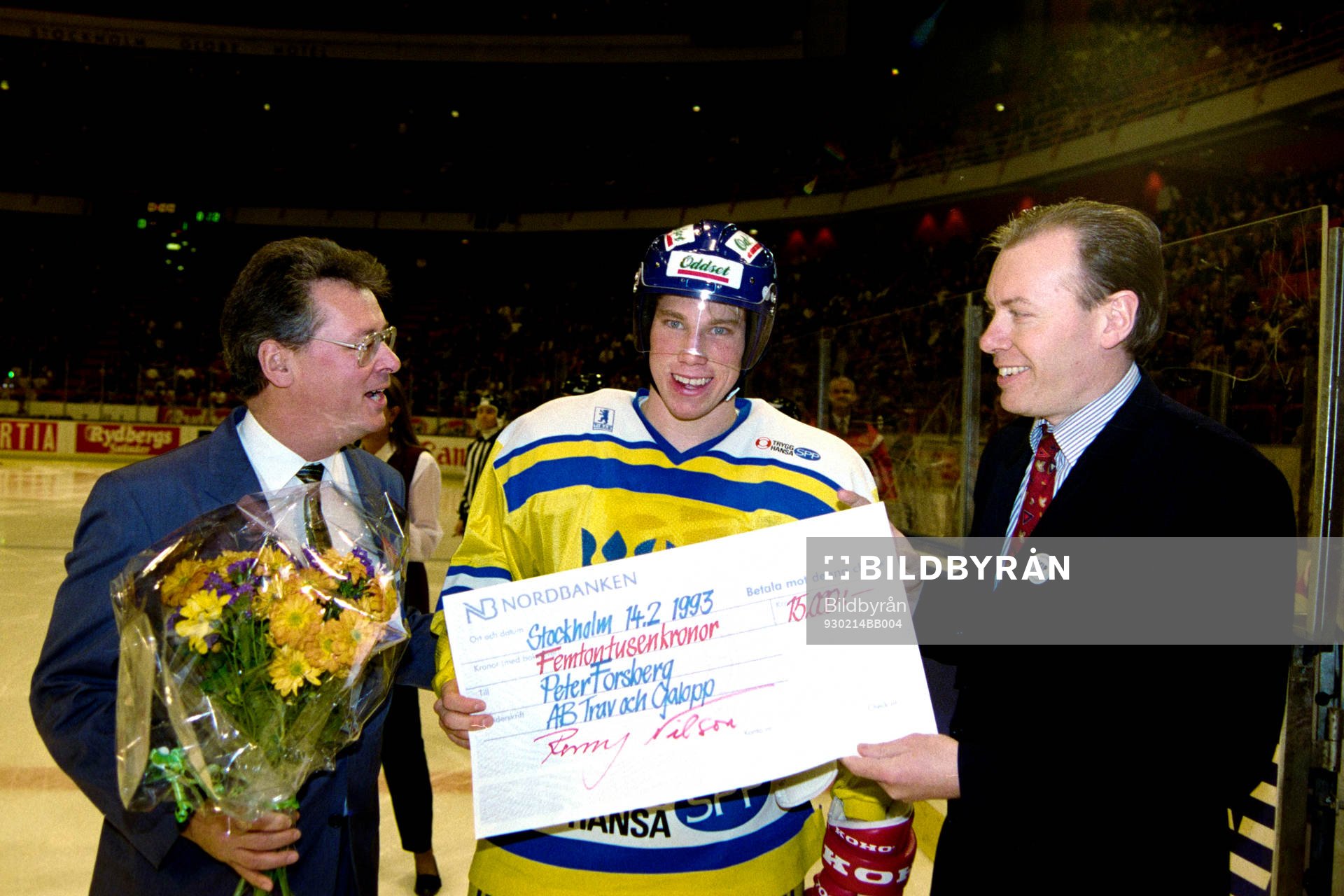 Peter Forsberg, Sverige får en check av Remy Nilsson, ATG