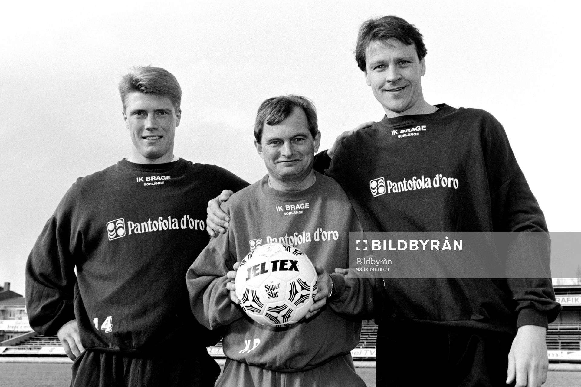 Fotboll, Allsvenskan, Brage, Förhands: Mattias Nilsson, Kjell Pettersson, tränare och Göran Arnberg, Brage