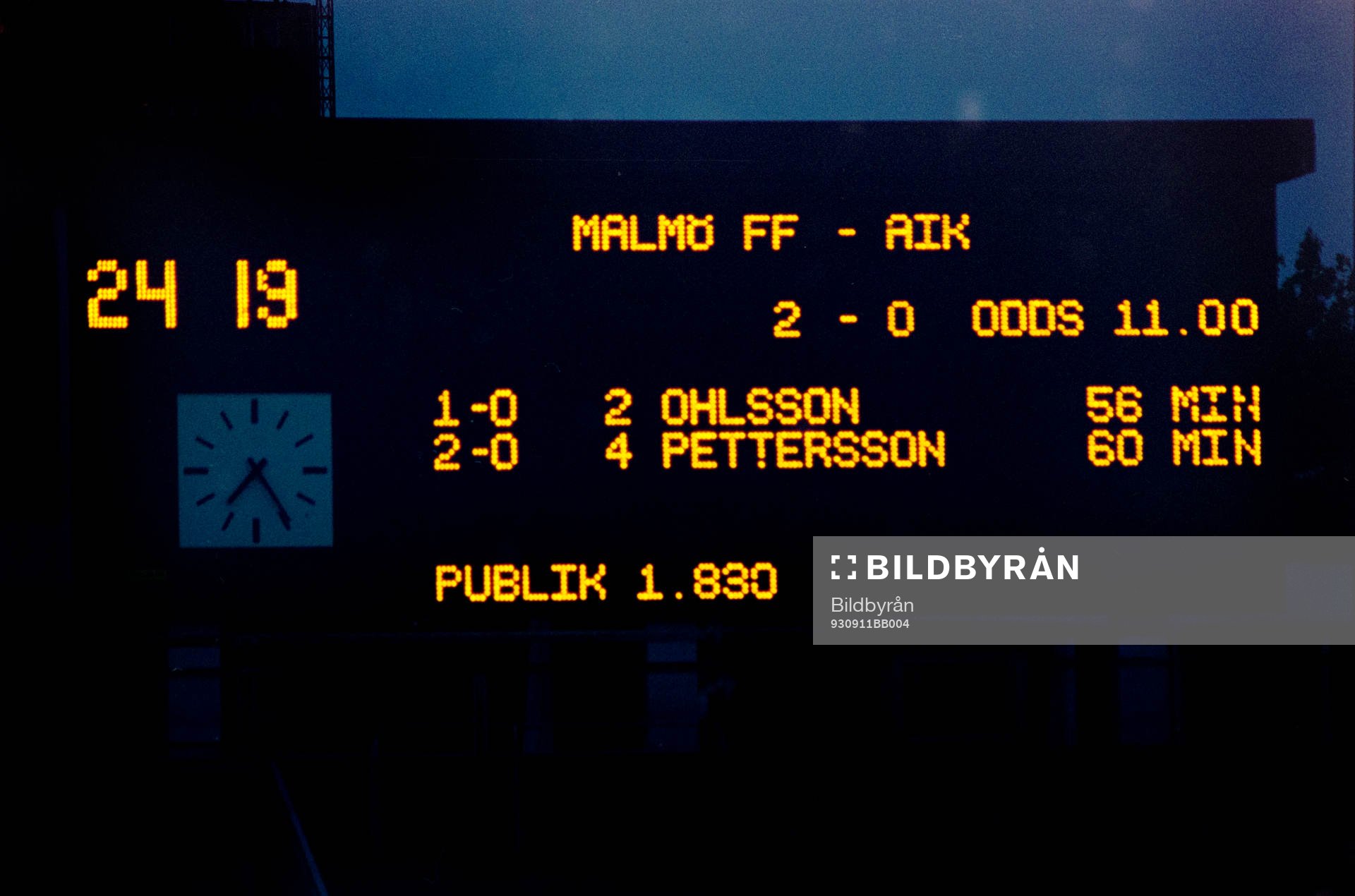 Resultattavlan på Malmö stadion