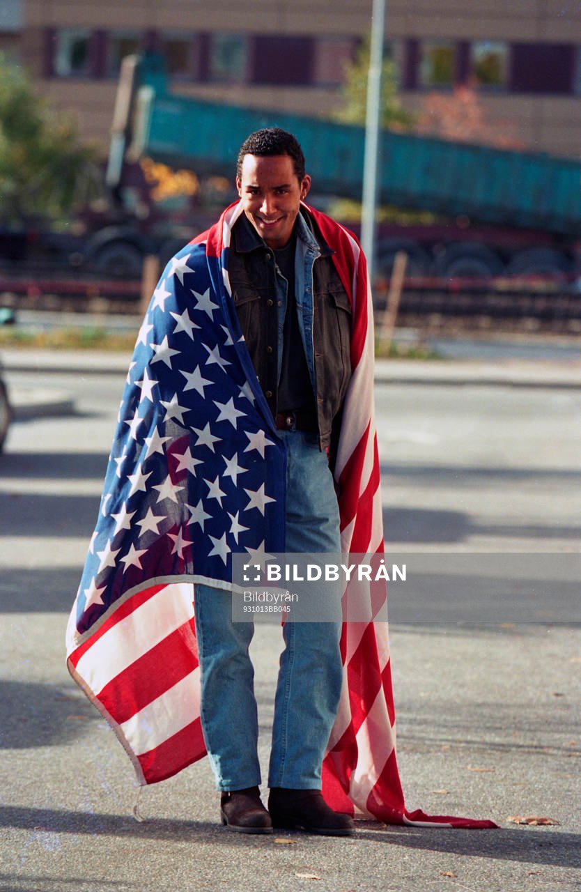 Martin Dahlin i USA.s flagga