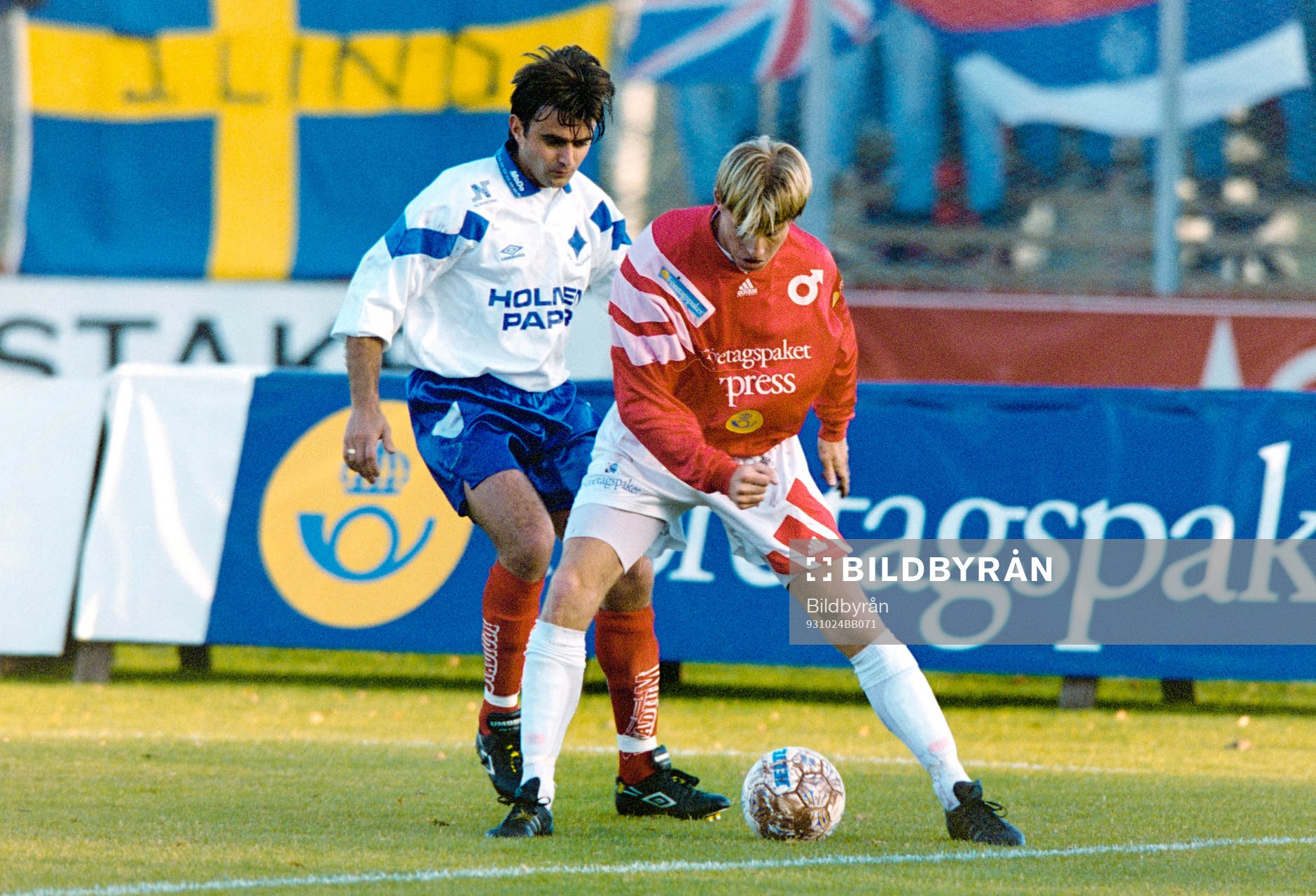 Fotboll, Allsvenskan, Degerfors - IFK Norrköping, 1-0: Slobodan Marovic, Norrköping och Dan Fröberg, Degerfors med bollen.