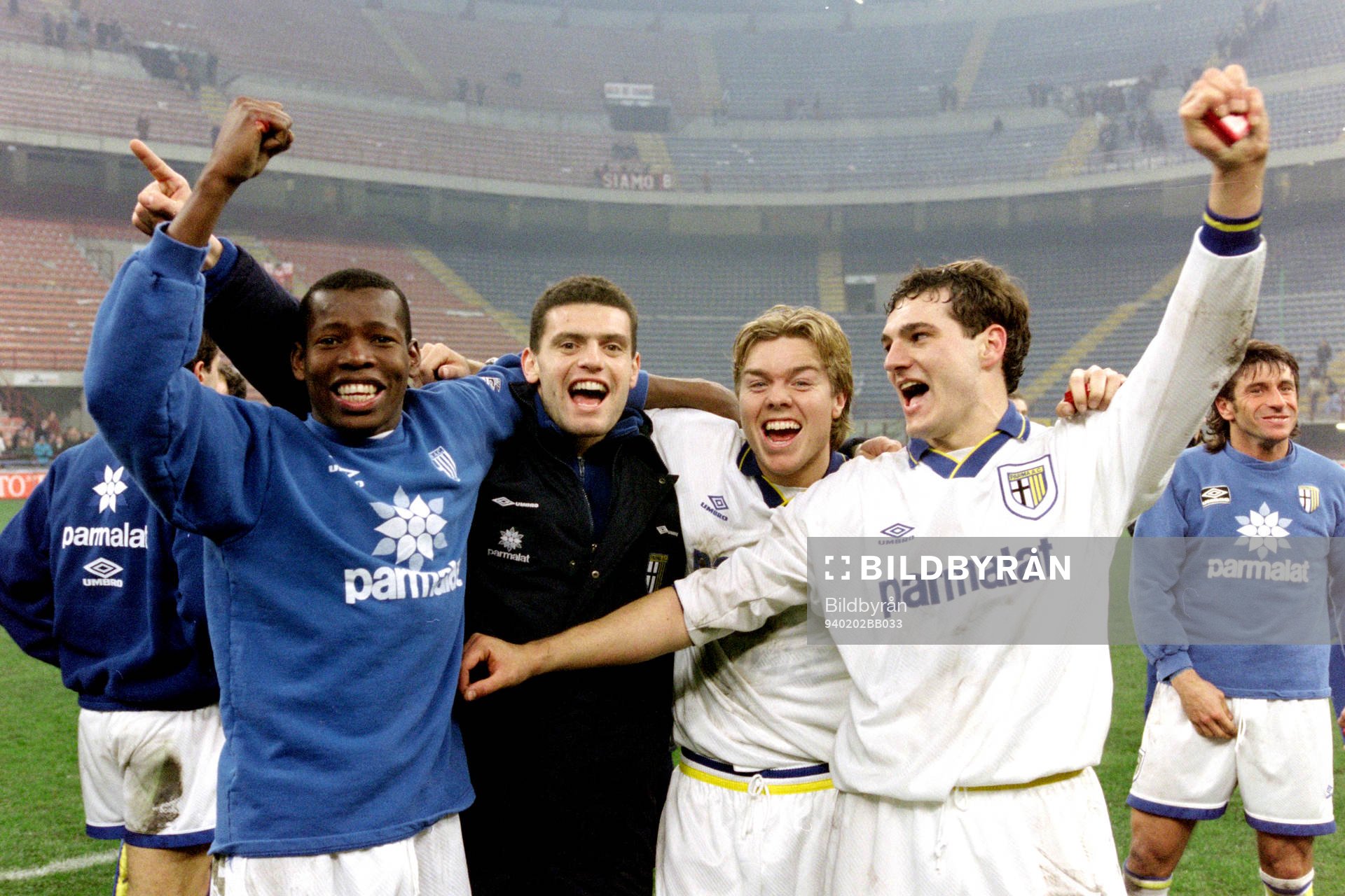 Faustino Asprilla, XX, Tomas Brolin och XX, Parma jublar