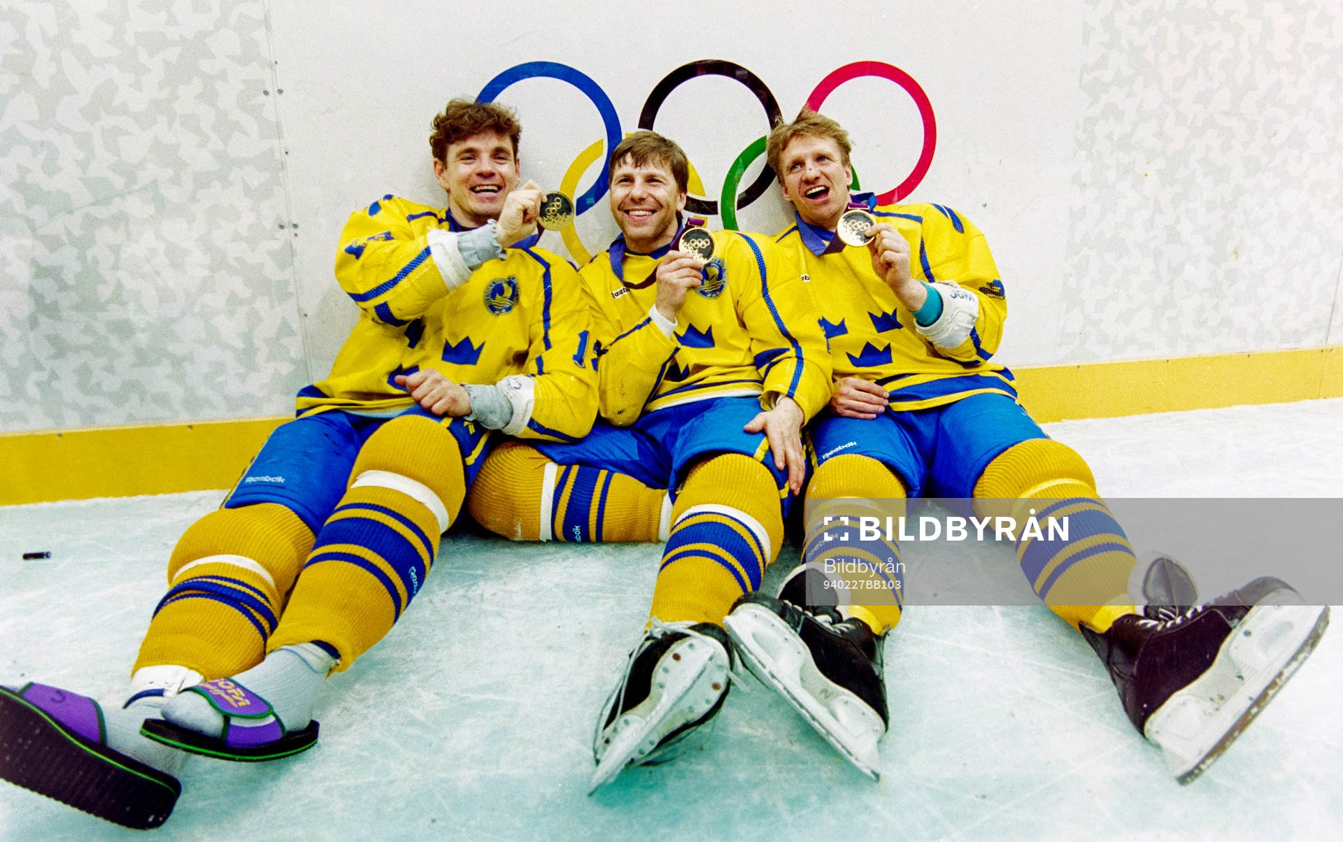 Håkan Loob, Mats Näslund och Tomas Jonsson med sina